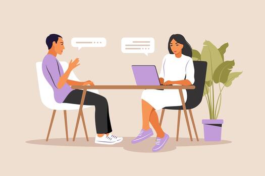 interview conversation beteen man and woman